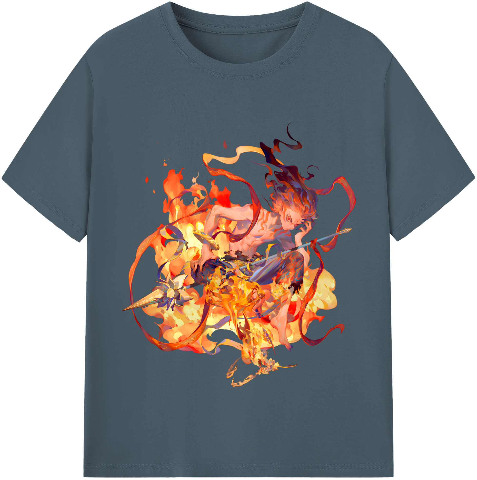 （画像用） Ne Zha 2 ナタ 魔童の大暴れ 綿100％半袖Tシャツ（フロントプリント）